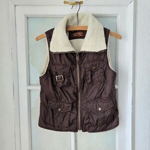 Armor Jeans Brown Sherpa Lined Utility Vest S